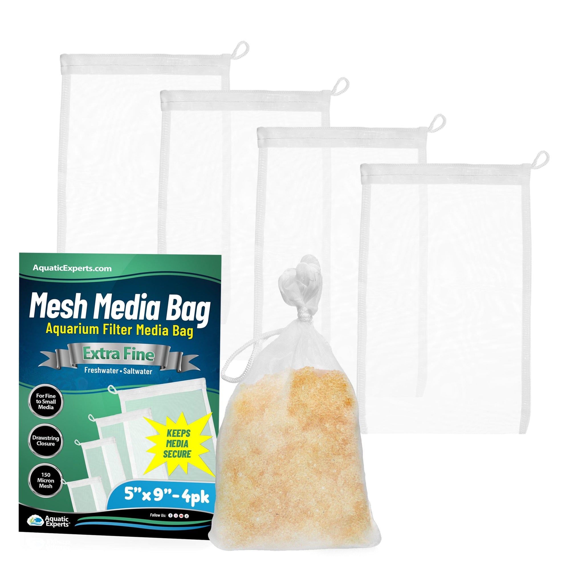 Aquatic Experts Aquatic Experts Aquarium Filter Bag - Extra Fine Mesh Media Bags - Ideal for Efficient Aquarium Filtration