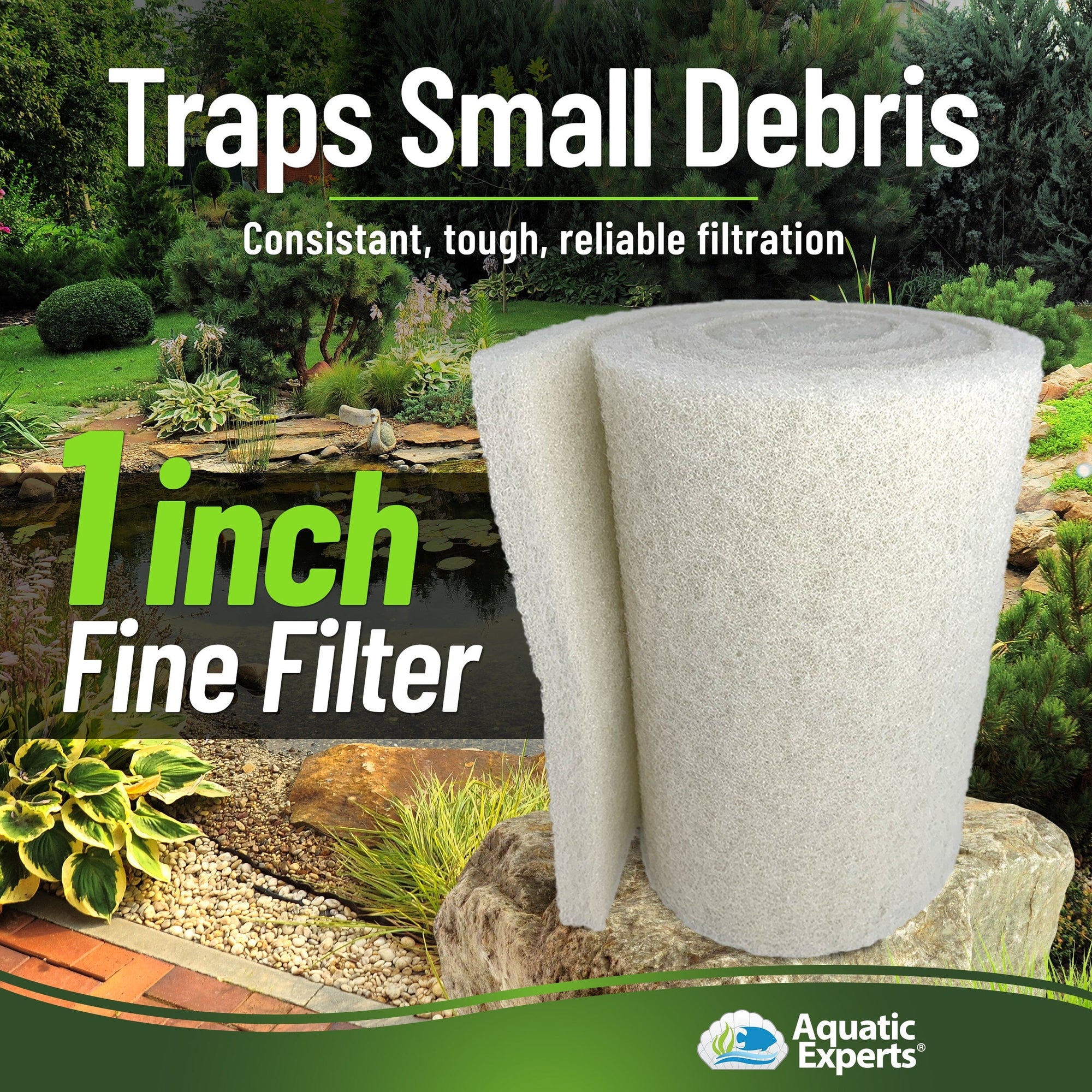 Classic Koi Pond Filter Pad FINE - White Bulk Roll Filter Media, Ultra-Durable for Fish Ponds - Made in USA