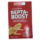 Fluker's - Repta+Boost 50g comes in red packaging and is designed as a high-amp boost and appetite stimulant for reptiles and amphibians. The product includes power boost powder, a mixing cup, a spoon, and a feeding syringe. The packaging features an image of a lizard, with the net weight being 1.8 oz (50g).