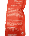 A crumpled red bag of Flukers Crafted Cuisine Turtle Diet 6.75oz features feeding instructions and an ingredient list, including dried insects, vegetables, and vitamins. The text highlights nutritional benefits and analysis. The bottom note advises refrigeration after opening and states it is not for human consumption.