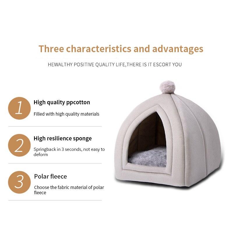 Foldable Pet Dog Cat Tent House Kennel Winter Warm Nest Soft Sleeping