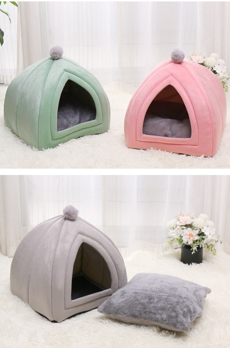 Foldable Pet Dog Cat Tent House Kennel Winter Warm Nest Soft Sleeping