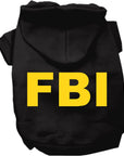 Halloween Pet, Dog & Cat Hoodie Screen Printed, "FBI Costume"