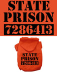 Halloween Pet, Dog & Cat Hoodie Screen Printed, "Inmate Costume"