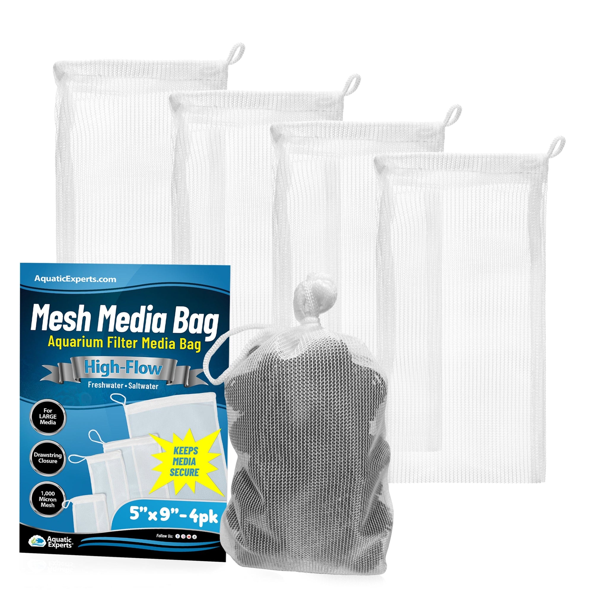 Aquatic Experts Aquarium Filter Bag - High Flow Mesh Media Bags - Ideal for Efficient Aquarium Filtration