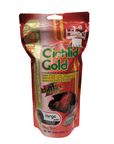 A package of Hikari - Cichlid Gold - Large Floating fish food, weighing 8.8 oz, showcases a vibrant red and orange design with fish images. It promotes large pellets and a color-enhancing diet, emphasizing high protein content suitable for all types of cichlids and large tropical fish.