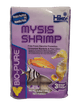 Hikari's Frozen Mysis Shrimp Cubes, labeled as highly purified and an excellent choice for aquatic pets, feature fish and shrimp illustrations on the packaging. The product contains 3.5 oz (100g) of shrimp processed through a 3-step sterilization process.