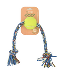 ReRope Medium Knotty with Tennis Ball Upcycled Fabric Rope Dog Toys