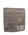 The image showcases the back of a Lugarti- Bio-Soil Booster 64g package, emphasizing its dual role as a microbial supplement and an organic fertilizer for vivariums. The silver packaging is adorned with detailed instructions and product information, offering essential guidance for optimal use.