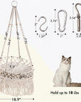 Macrame Cat Hammock, Hanging Cat Bed Hammock Cat Swing for Indoor Cats