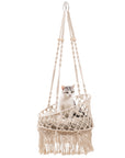 Macrame Cat Hammock, Hanging Cat Bed Hammock Cat Swing for Indoor Cats