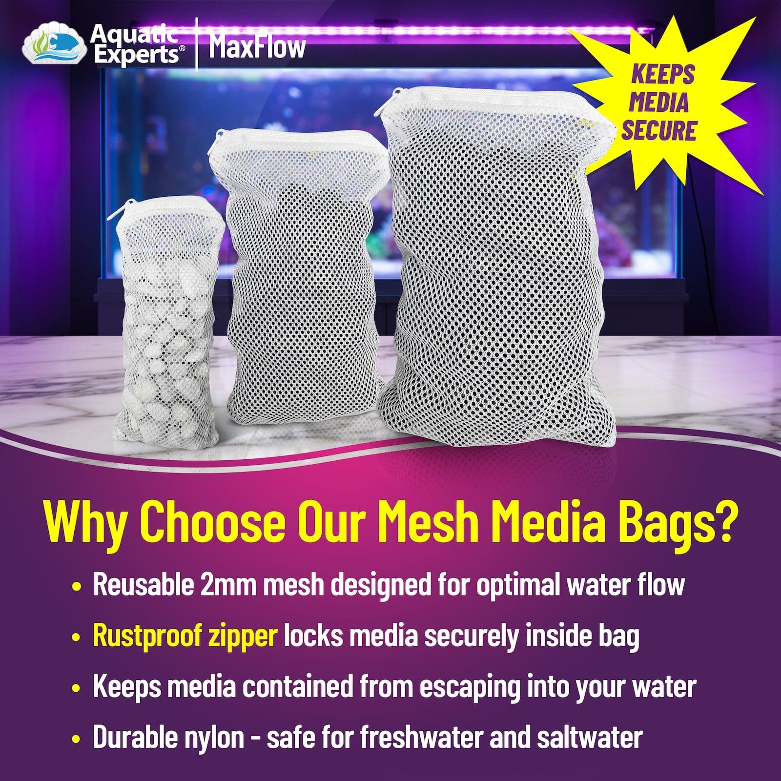 Aquatic Experts Filter Bag - Max Flow Mesh Media Bags for Superior Filtration