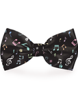 Music Notes Black Dog Bow Tie