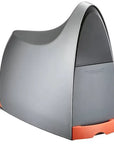 The Neptune Systems Trident, a modern gray device with an orange base, boasts a smooth, curved design. TRIDENT is prominently displayed on its side, and its streamlined appearance enhances both functionality and style.