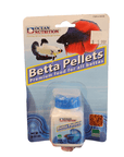 Package of Ocean Nutrition - Betta Pellets 15g, featuring an image of a red and blue betta fish. Includes a small container of food. Price tag reads $5.99.