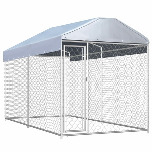 Outdoor Dog Kennel with Canopy Top 150.4&quot;x75.6&quot;x88.6&quot;