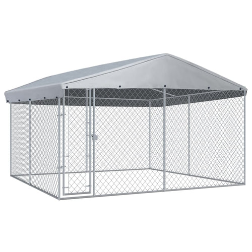 Outdoor Dog Kennel with Canopy Top 150.4&quot;x75.6&quot;x88.6&quot;