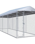 Outdoor Dog Kennel with Canopy Top 150.4"x75.6"x88.6"