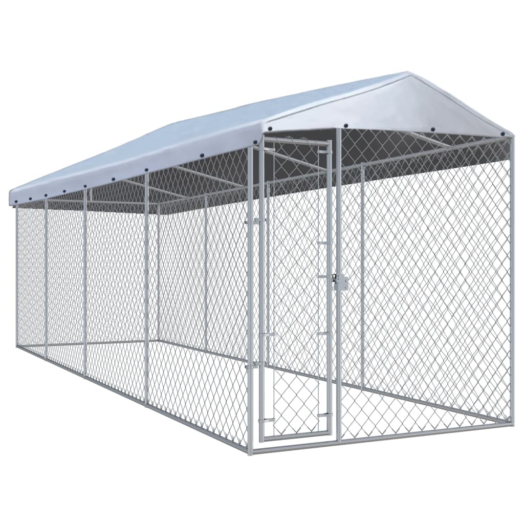 Outdoor Dog Kennel with Canopy Top 150.4&quot;x75.6&quot;x88.6&quot;