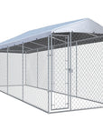 Outdoor Dog Kennel with Canopy Top 150.4"x75.6"x88.6"