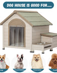 Outdoor fir wood dog house with an open roof ideal for small to medium