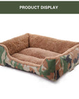 Pet Dog Bed Military Style Camouflage Kennel Washable House Warm Mat