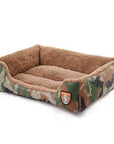 Pet Dog Bed Military Style Camouflage Kennel Washable House Warm Mat