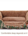 Pet Dog Bed Military Style Camouflage Kennel Washable House Warm Mat