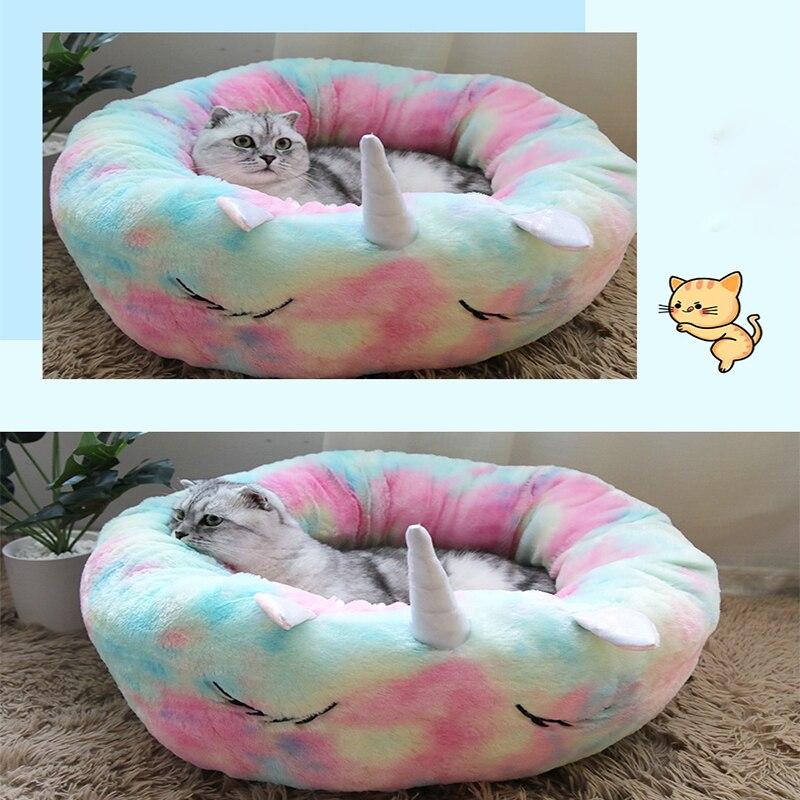 Pet Dog Bed Unicorn Round Cat House Soft Puppy Sofa Non-Slip Durable