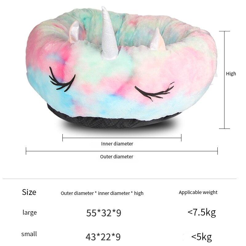 Pet Dog Bed Unicorn Round Cat House Soft Puppy Sofa Non-Slip Durable