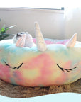 Pet Dog Bed Unicorn Round Cat House Soft Puppy Sofa Non-Slip Durable