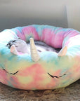 Pet Dog Bed Unicorn Round Cat House Soft Puppy Sofa Non-Slip Durable