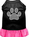 Pet Dog & Cat Dress Screen Printed, "Chevron Paw"