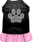 Pet Dog & Cat Dress Screen Printed, "Chevron Paw"