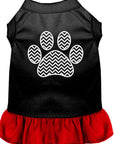 Pet Dog & Cat Dress Screen Printed, "Chevron Paw"