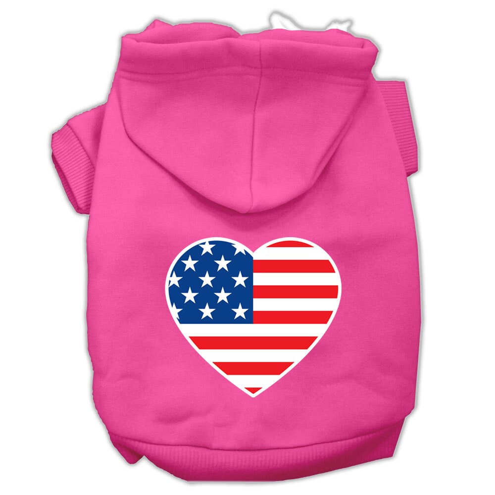 Pet Dog &amp; Cat Hoodie Screen Printed, &quot;American Flag Heart&quot;