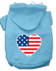 Pet Dog & Cat Hoodie Screen Printed, "American Flag Heart"