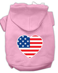 Pet Dog & Cat Hoodie Screen Printed, "American Flag Heart"