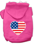 Pet Dog & Cat Hoodie Screen Printed, "American Flag Heart"