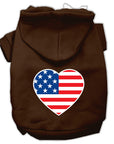 Pet Dog & Cat Hoodie Screen Printed, "American Flag Heart"