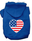 Pet Dog & Cat Hoodie Screen Printed, "American Flag Heart"