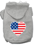 Pet Dog & Cat Hoodie Screen Printed, "American Flag Heart"