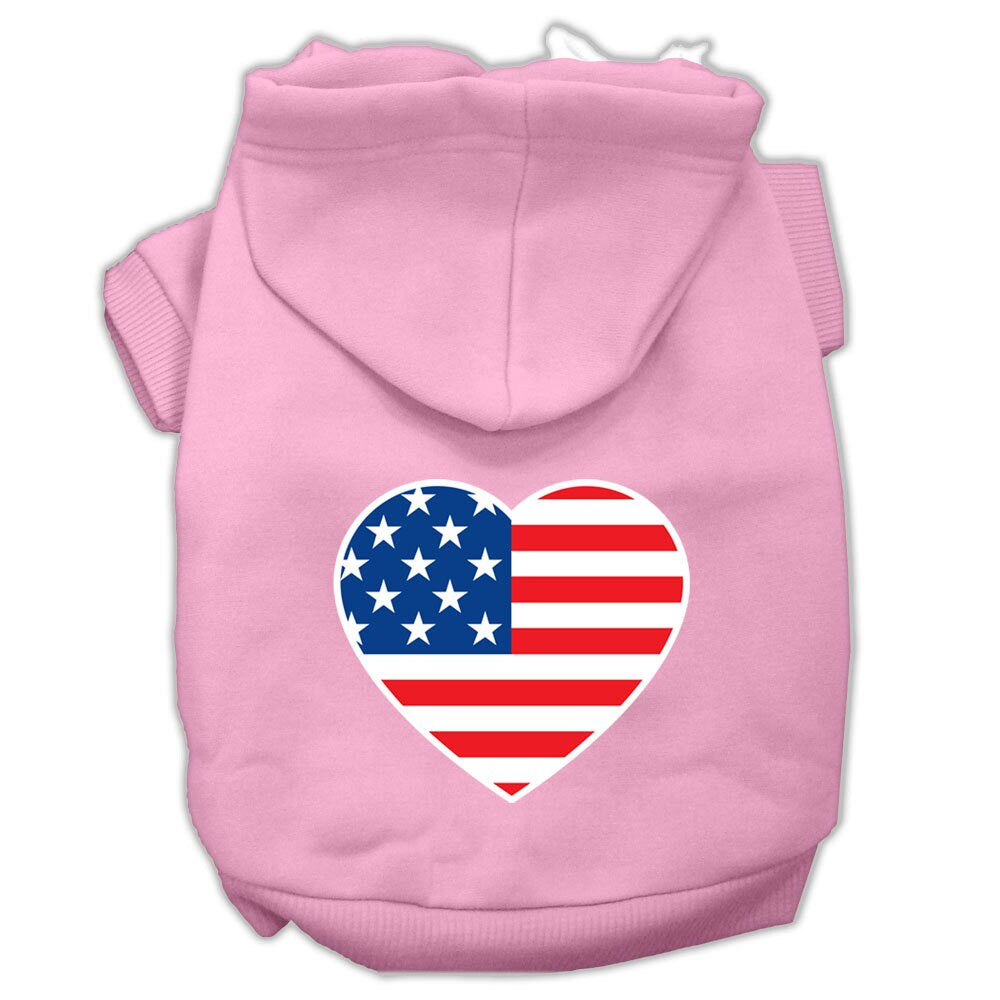 Pet Dog &amp; Cat Hoodie Screen Printed, &quot;American Flag Heart&quot;