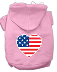 Pet Dog & Cat Hoodie Screen Printed, "American Flag Heart"