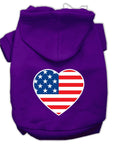 Pet Dog & Cat Hoodie Screen Printed, "American Flag Heart"