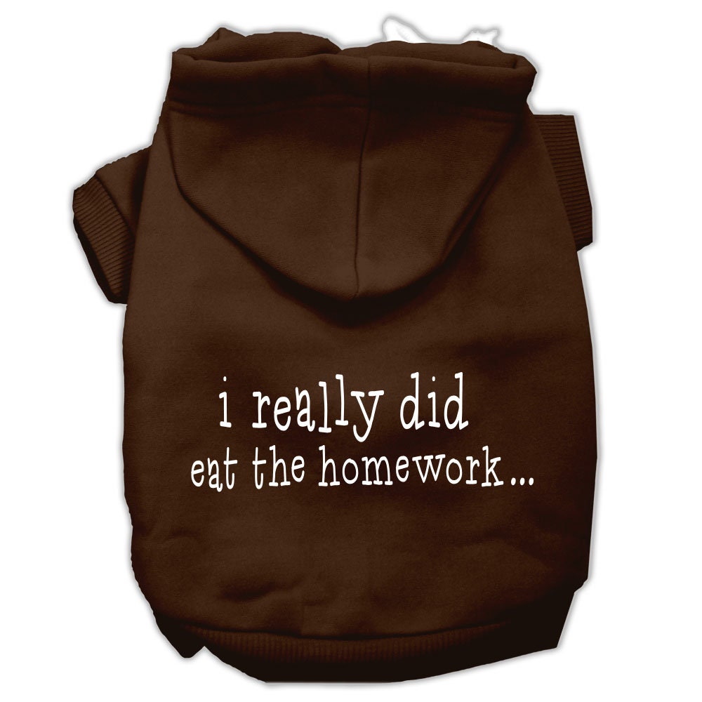 Pet Dog &amp; Cat Hoodie Screen Printed, &quot;I Really Did Eat The Homework&quot;