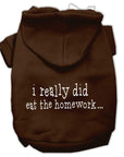 Pet Dog & Cat Hoodie Screen Printed, "I Really Did Eat The Homework"