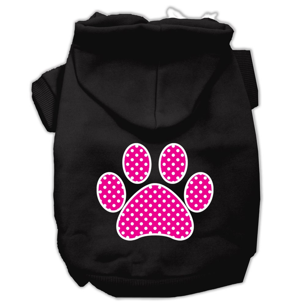 Pet Dog &amp; Cat Hoodie Screen Printed, &quot;Pink Swiss Dots Paw&quot;