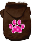 Pet Dog & Cat Hoodie Screen Printed, "Pink Swiss Dots Paw"