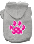 Pet Dog & Cat Hoodie Screen Printed, "Pink Swiss Dots Paw"